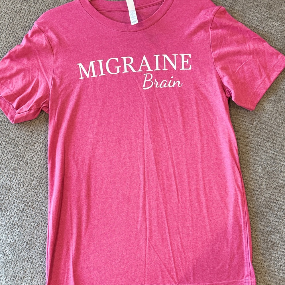 Pink Shirt with 'Migraine Brain' Print